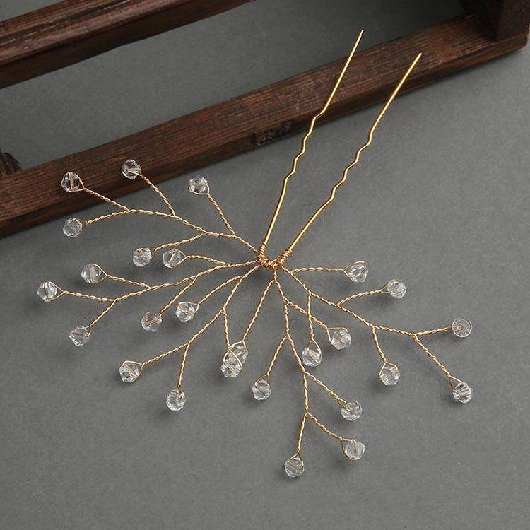 Gold Bridal Headwear Handcrafted Crystal Hair Accessories Wedding Hairpin Accessories set of 2 613908174425 - COCOMELODY